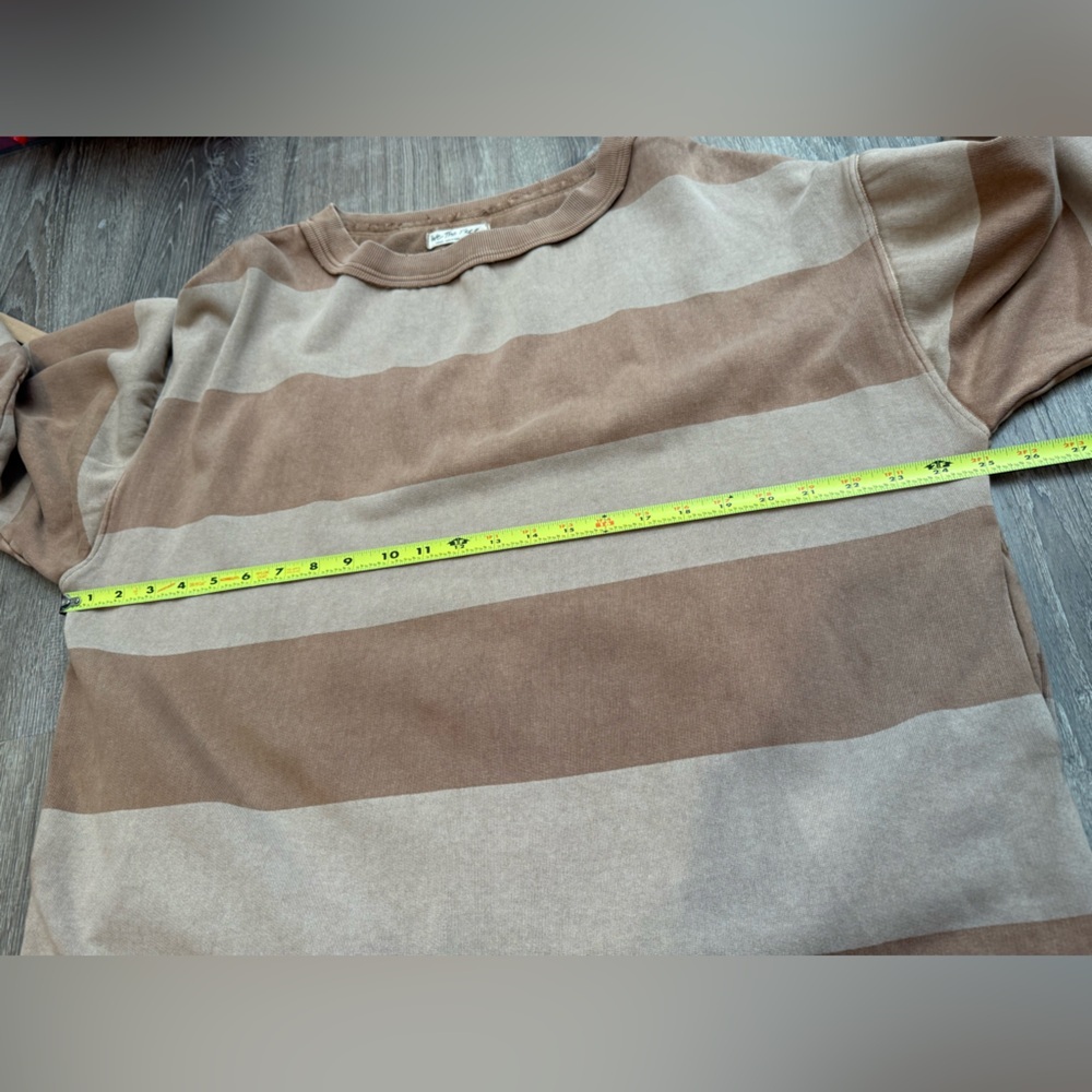 We The Free Nevermind Pullover Tunic Sweatshirt Two-Tone Tan/Brown Small - Picture 8 of 10